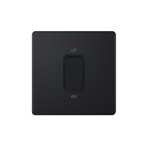 Cooker Switch Screwless 45 amp cooker neon Matt Black