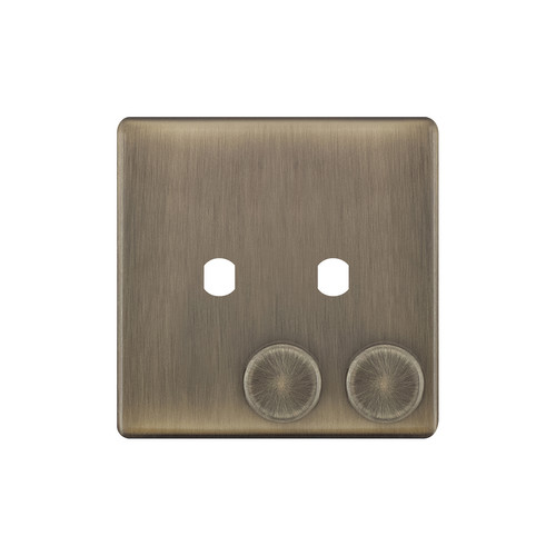 Dimmer Plate Screwless With Knobs 2 gang single Antique Brass