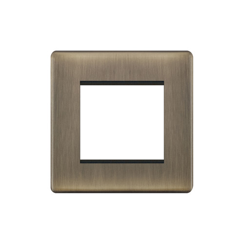 Euro Plate Screwless 2 Gang Euro Plate Antique Brass