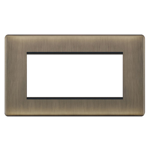 Euro Plate Screwless 4 Gang Euro Plate Antique Brass