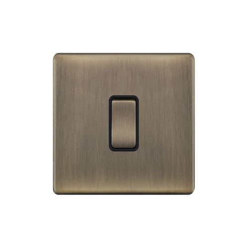 Rocker Switch Screwless 1 gang 10 amp 2 way Antique Brass