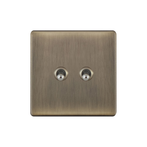 Dolly Switch Screwless 2 gang 2 way Antique Brass