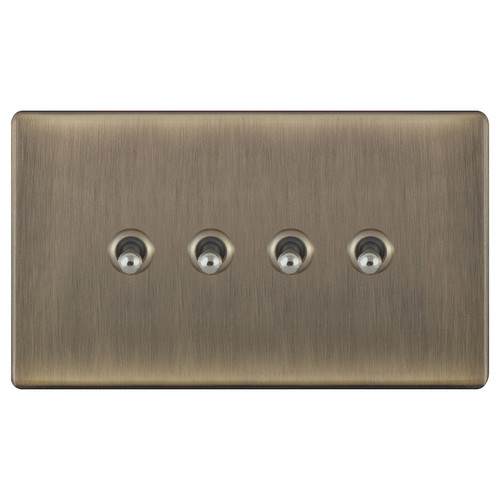 Dolly Switch Screwless 4 gang 2 way Antique Brass