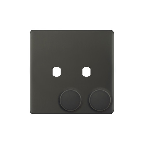 Dimmer Plate Screwless With Knobs 2 gang single Dark Bronze
