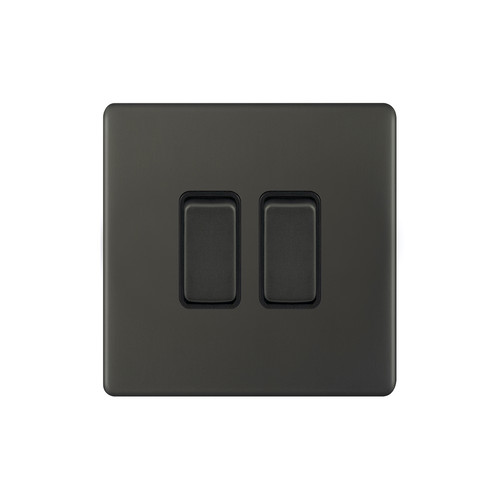 Rocker Switch Screwless 2 gang 10 amp 2 way Dark Bronze