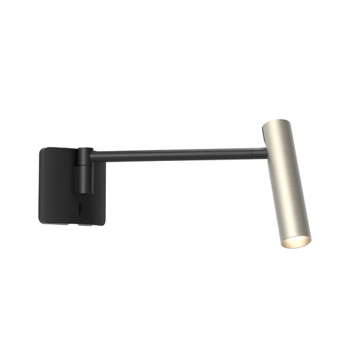 Leda Swing Arm Bedside Wall Light (Shade Required) Black 4W
