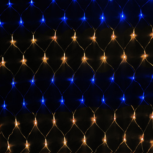 Single Sparkle Net, 84 Lights, (With Controller) Outdoor, 600mm x 2100mm, 24V 3000K Warm White / Blue Black Cable