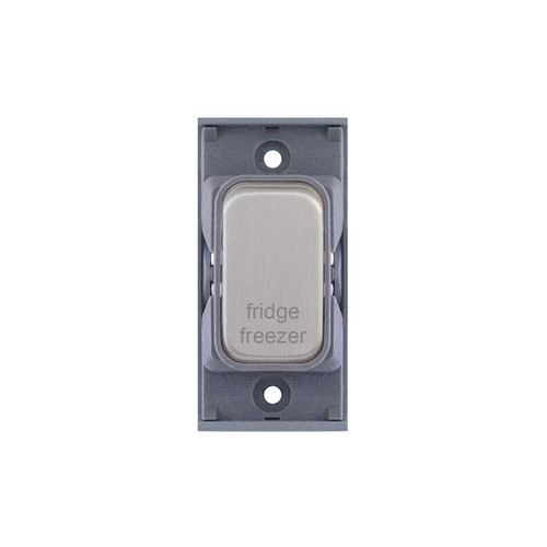 Screwless Rocker Switch Module 20A DP switch engraved 'fridge freezer' Brushed Stainless