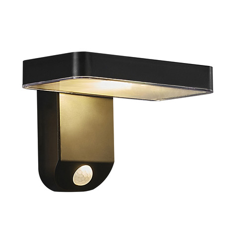 Rica Round Solar-Powered Outdoor Garden Wall Light 5W Black 3000K Warm White