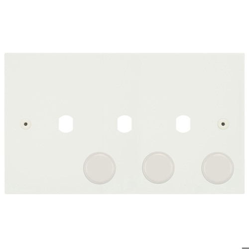 Horizon Square Dimmer Plate and Caps 3 gang Matt White