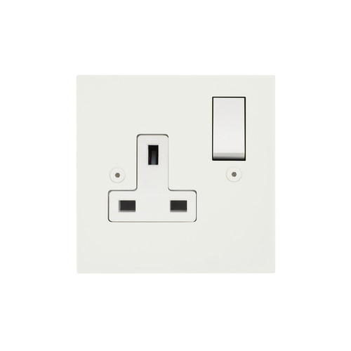 Horizon Square Wall Socket 1 gang 13 amp switched socket outlet Matt White