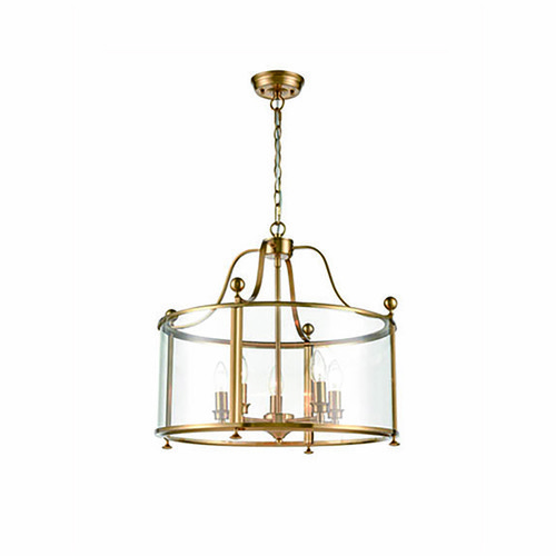 Drayton Lantern Pendant Light LA7020-5 Antique Gold 50W