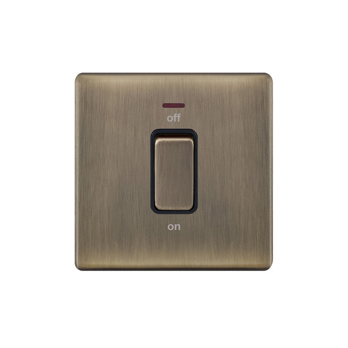 Cooker Switch Screwless 45 amp cooker neon Antique Brass