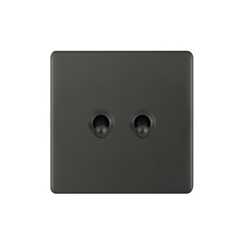 Dolly Switch Screwless 2 gang 2 way Dark Bronze