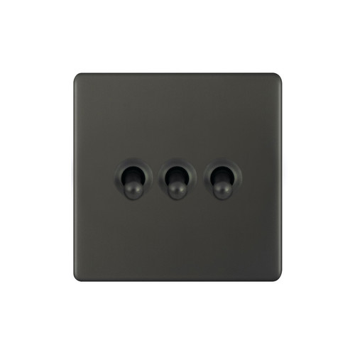 Dolly Switch Screwless 3 gang 2 way Dark Bronze