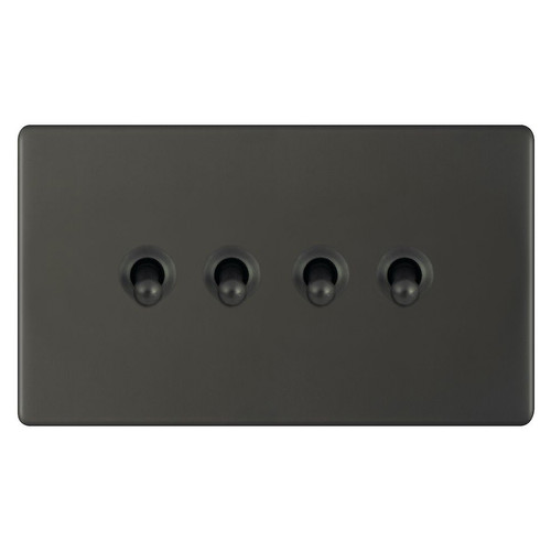 Dolly Switch Screwless 4 gang 2 way Dark Bronze
