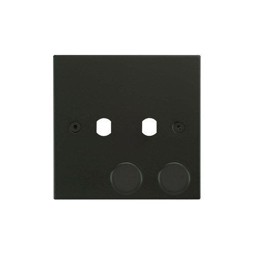 Horizon Square Dimmer Plate and Caps 2 gang Matt Black