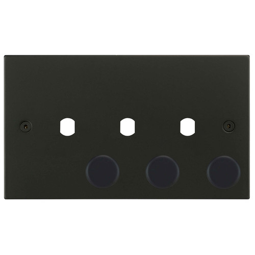 Horizon Square Dimmer Plate and Caps 3 gang Matt Black