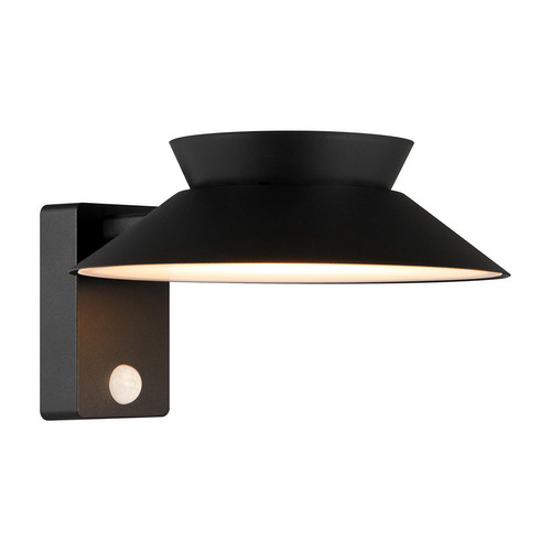 Justina Sensor Solar Outdoor Garden Wall Light Black 5W 3000K Warm White
