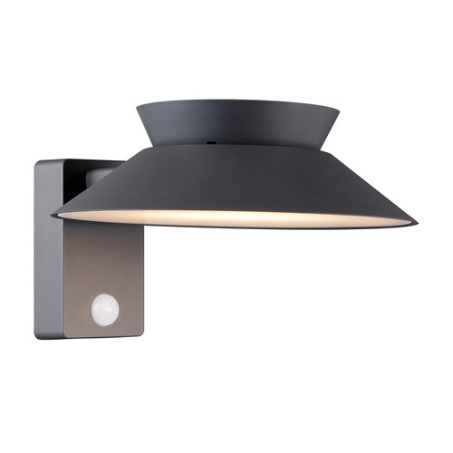 Justina Sensor Solar Outdoor Garden Wall Light Anthracite 5W 3000K Warm White