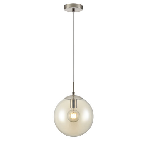 Galaxy 250 Amber Glass Pendant Light PCH425-374 15W Satin Nickel / Amber