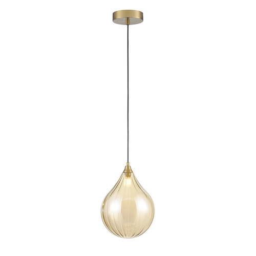 Perry 200 Amber Glass Pendant Light PCH424-360 5W Brass / Amber