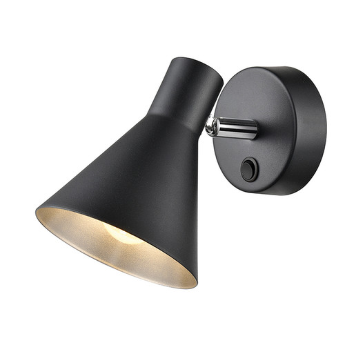 Skoop Switched Bedside Wall Light FL2443-1 Matt Black / Silver 10W