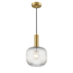 Mezcla 200 Clear Glass Pendant Light-385 Brass / Clear 15W