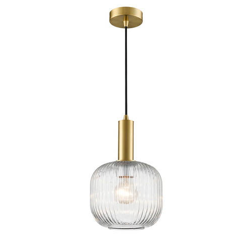 Mezcla 200 Clear Glass Pendant Light-385 Brass / Clear 15W