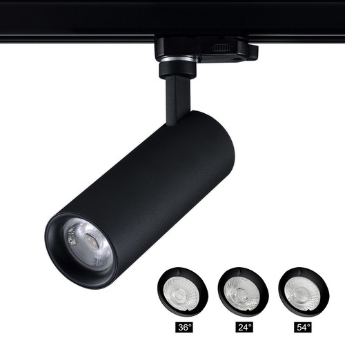 Pixo Small Three Circuit Track Light 24° 36° 54° Interchangeable Lens Textured Black 15W 3000K Warm White