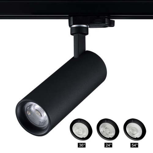 Pixo Medium Three Circuit Track Light 24° 36° 54° Interchangeable Lens Textured Black 32W 3000K Warm White