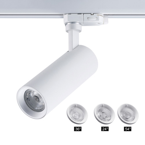 Pixo Small Three Circuit Track Light 24° 36° 54° Interchangeable Lens Textured White 15W 3000K Warm White