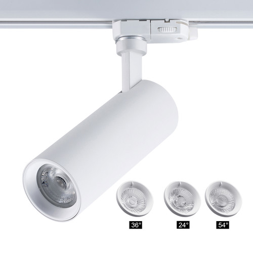 Pixo Medium Three Circuit Track Light 24° 36° 54° Interchangeable Lens Textured White 32W 3000K Warm White