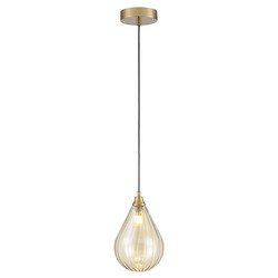 Perry 135 Amber Glass Pendant Light 5W Brass / Amber
