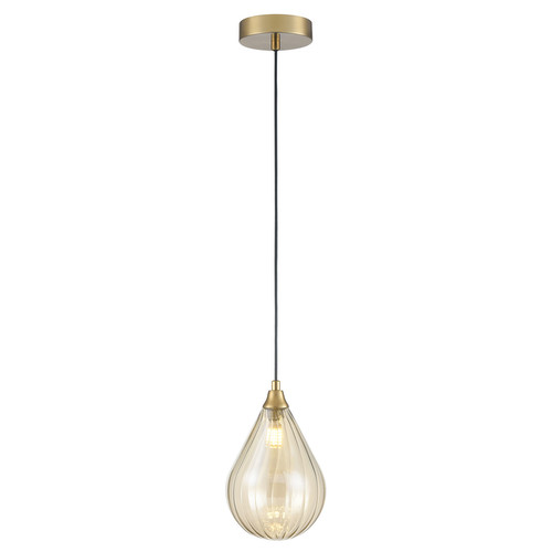 Perry 135 Amber Glass Pendant Light PCH424-356 5W Brass / Amber