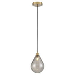 Perry 135 Smoked Glass Pendant Light PCH424-355 5W Brass / Smoked