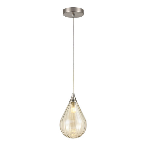Perry 135 Amber Glass Pendant Light PCH244-356 5W Nickel / Amber