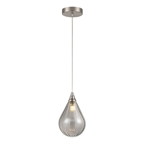 Perry 135 Smoked Glass Pendant Light PCH244-355 5W Nickel / Smoked