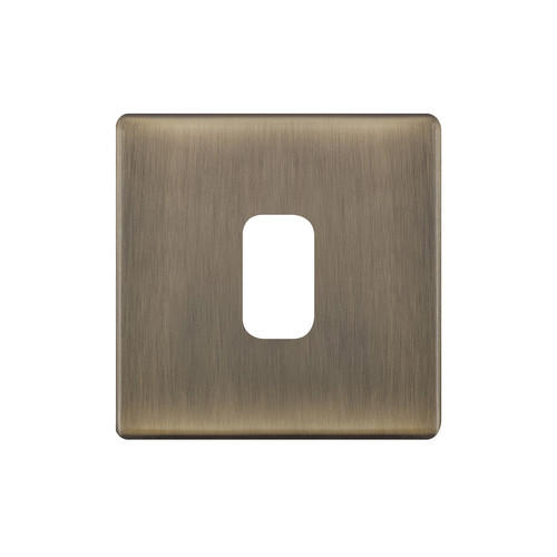 Modular Plate Screwless 1 gang single grid Antique Brass