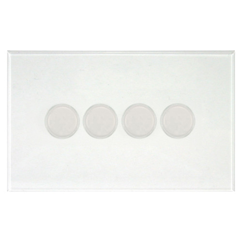 Prism Dimmer Switch V-PRO Trailing Edge LED 4 gang 120 watt 2 way Prime White / Clear Perspex