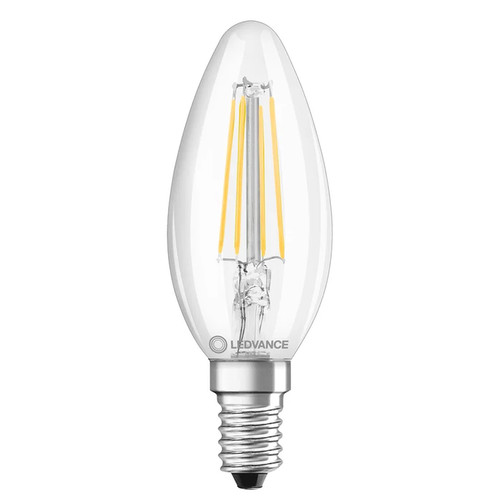 LED Clear Filament Candle Light Bulb CRI97 35mm 420lm Dimmable SES/E14 4.2W 2700K Warm White