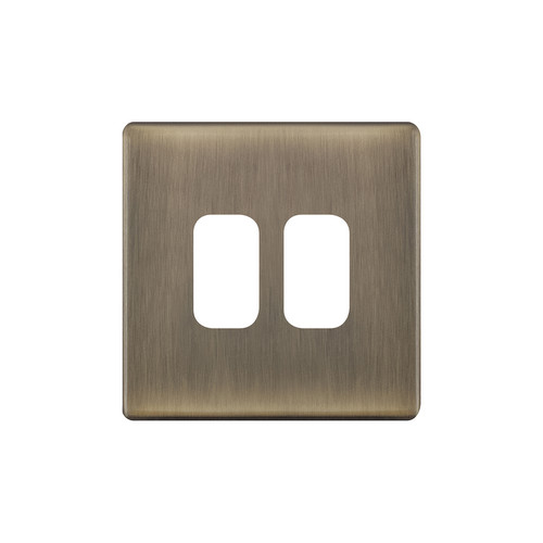 Modular Plate Screwless 2 gang grid Antique Brass