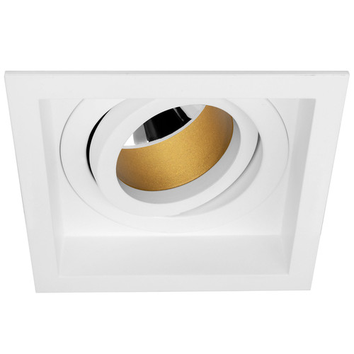 Rock 'n' Roll Square Adjustable Gold Baffle Downlight GU10 240V 50W White