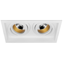 Rock 'n' Roll Double Square Adjustable Gold Baffle Downlight GU10 240V 2 x 35W White