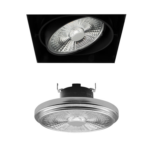 Grid Trimless Single LED Series 2 AR111 12W Warm White (3000K) Downlight incl. Driver 30° Black