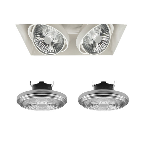 Grid Trimless Double LED Series 2 AR111 2 x 12W Warm White (3000K) Downlights incl. Driver 30° White