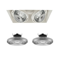 Grid Trimless Double LED Series 2 AR111 2 x 12W Warm White (3000K) Downlight incl. Driver 10° White