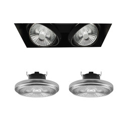 Grid Trimless Double LED Series 2 AR111 2 x 12W Warm White (2700K) Downlight incl. Driver 30° Black