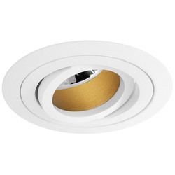 Rock 'n' Roll Adjustable Fire-rated Gold Baffle Downlight GU10 240V 50W White RAL 9003