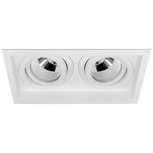 Rock 'n' Roll Double Square Adjustable White Baffle Downlight GU10 240V 2 x 35W White